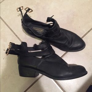 Topshop Black Ankle Boots with Buckles